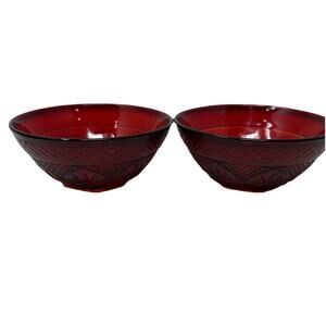 Two Luminarc Cristal D' Arques Durand Antique Ruby Salad Bowls
